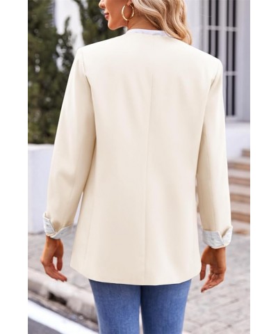 Womens Casual Work Blazers Collarless Open Front Long Sleeve Business Office Blazer Jackets Without Ribbons Beige $13.95 Blazers