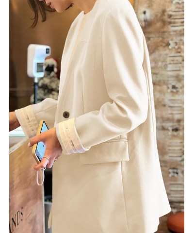 Womens Casual Work Blazers Collarless Open Front Long Sleeve Business Office Blazer Jackets Without Ribbons Beige $13.95 Blazers