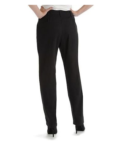 Women's Petite Relaxed-Fit Side-Elastic Straight-Leg Pant Black $13.53 Pants