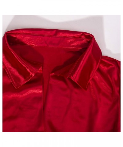 Women Sexy Long Sleeve Club Outfits Dress Tie Front V Neck Ruched Mini Dresses Red $17.12 Dresses