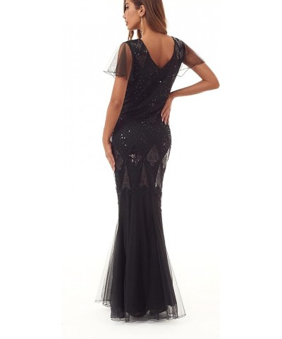 Women Evening Dress 1920s Flapper Cocktail Mermaid Plus Size Formal Gown with Long Gloves Black $28.56 Dresses