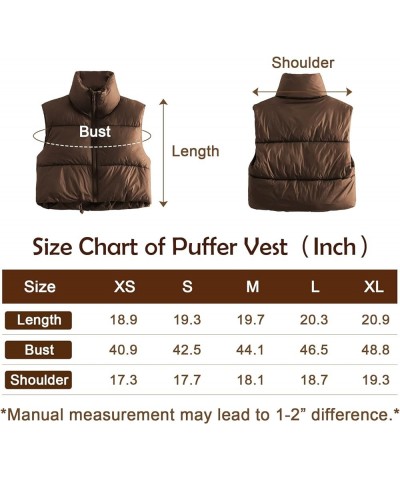 Womens Cropped Puffer Vest Outwear Winter Vest Stand Collar Zip Up Padded Quilted Sleeveless Vest Jacket Coat Army Green $12....