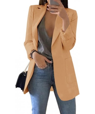 Womens Casual Blazers Open Front Long Sleeve Lapel Collar Work Office Jacket Khaki $24.36 Blazers