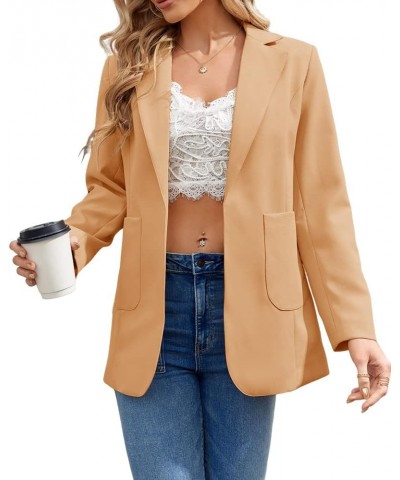 Womens Casual Blazers Open Front Long Sleeve Lapel Collar Work Office Jacket Khaki $24.36 Blazers