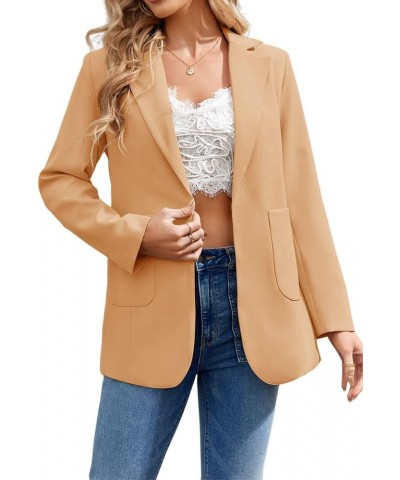 Womens Casual Blazers Open Front Long Sleeve Lapel Collar Work Office Jacket Khaki $24.36 Blazers