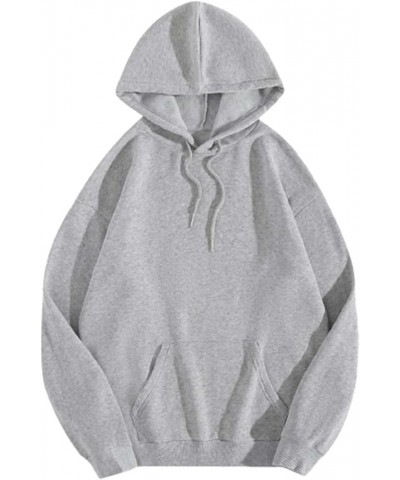 Womens Casual Hoodies Letter Graphic Print Long Sleeve Drawstring Hooded Sweatshirt Pullover Tunic Tops 3 grey $10.44 Activewear