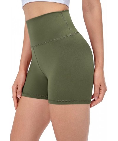 Women's High Waisted Biker Shorts 3"/ 6" - Active Workout Yoga Running Shorts 3" No Pocket Dark Olive $7.50 Activewear