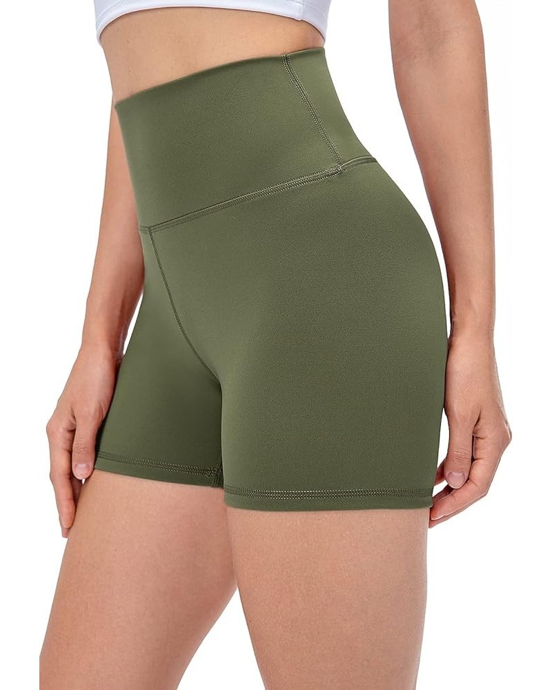 Women's High Waisted Biker Shorts 3"/ 6" - Active Workout Yoga Running Shorts 3" No Pocket Dark Olive $7.50 Activewear