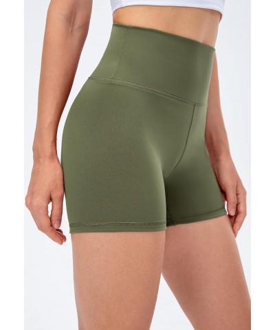 Women's High Waisted Biker Shorts 3"/ 6" - Active Workout Yoga Running Shorts 3" No Pocket Dark Olive $7.50 Activewear