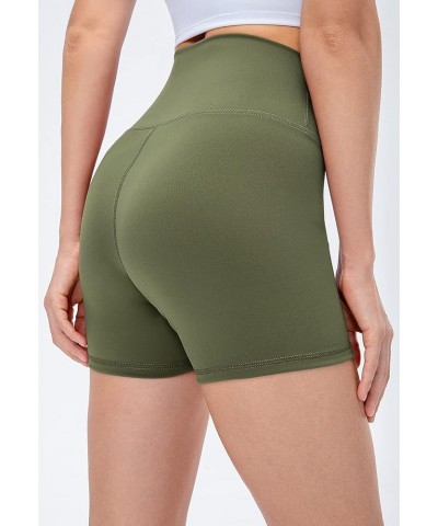 Women's High Waisted Biker Shorts 3"/ 6" - Active Workout Yoga Running Shorts 3" No Pocket Dark Olive $7.50 Activewear