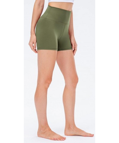 Women's High Waisted Biker Shorts 3"/ 6" - Active Workout Yoga Running Shorts 3" No Pocket Dark Olive $7.50 Activewear