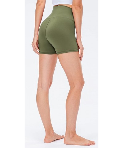 Women's High Waisted Biker Shorts 3"/ 6" - Active Workout Yoga Running Shorts 3" No Pocket Dark Olive $7.50 Activewear