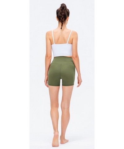 Women's High Waisted Biker Shorts 3"/ 6" - Active Workout Yoga Running Shorts 3" No Pocket Dark Olive $7.50 Activewear