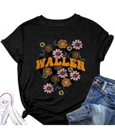 Women's Vintage Rock Band T Shirts Rock Roll Music Country Concert Retro Graphic Tee Round Neck Short Sleeve Tops Black $10.1...