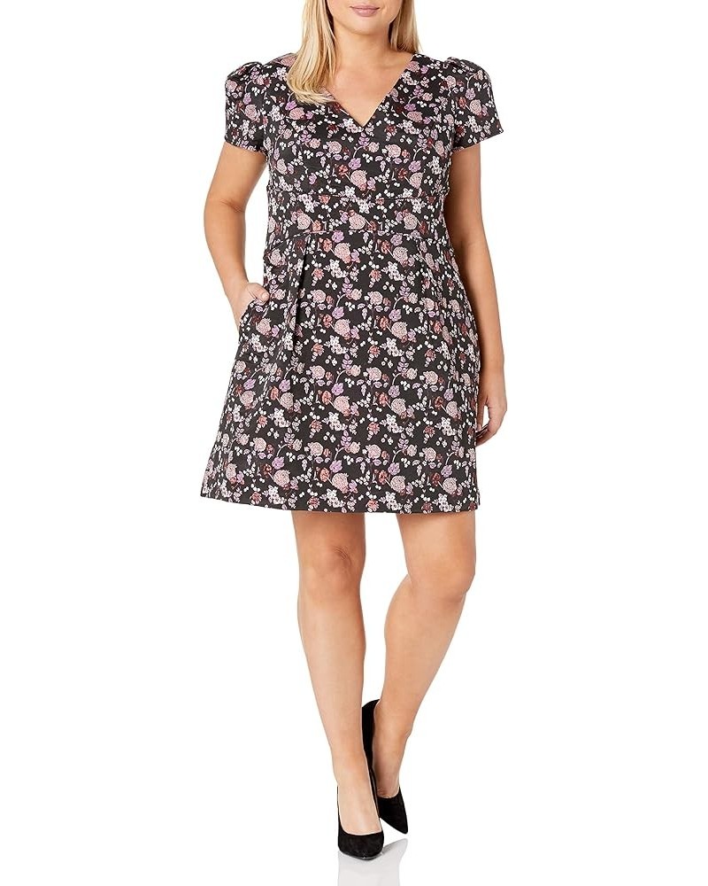 Ditsy Floral Jacquard A-Line Dress Black/Red Multi $52.24 Dresses