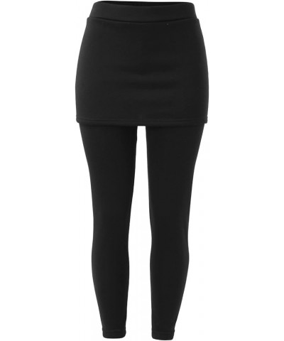 Women's Fleece Lined Skort Skirt Leggings Fake Two-Piece Padded Thickened One-Piece Bottoming Warm Skirt Trousers Black09 $7....