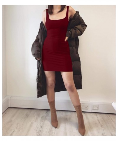 Women's Casual Summer Sleeveless Mini Sexy Bodycon Tank Club Dress Wine Red $12.60 Dresses