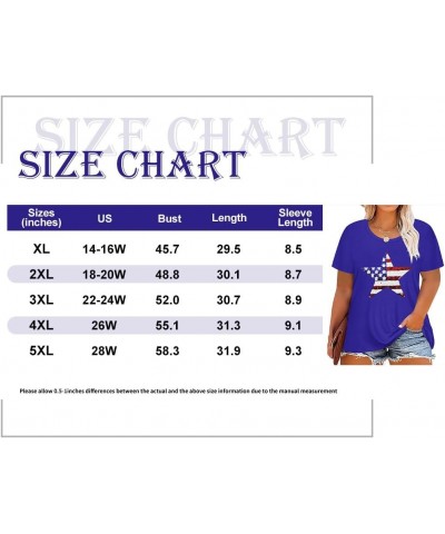 Women's Plus Size Crewneck Tops Short Sleeve Oversized T Shirt for Women Spring Summer XL 5XL A3-blue Star $14.10 T-Shirts