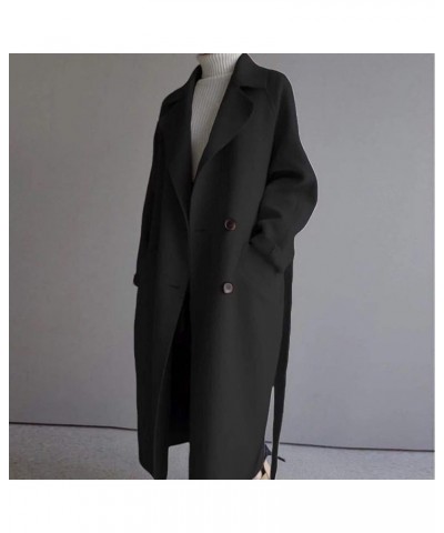 Women's Winter Coats Blouse Thin Coat Trench Long Jacket Ladies Slim Long Belt Elegant Trench Coat for Women 2023 Black-h $18...