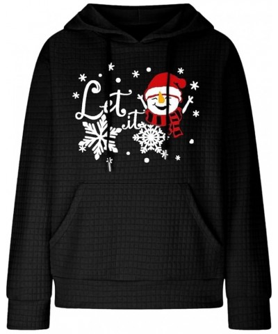 Ugly Christmas Sweater For Women 2023 Christmas Graphic Print Long Sleeve Waffle Pullover Hooded Tops With Pocket 01black $12...