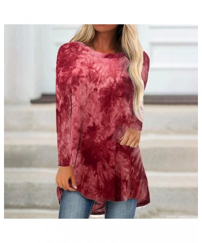 Tops Tunics for Women to Wear with Leggings, Casual Loose Fit V Neck Short/Long Sleeves T Shirt B-red Tiedye $12.99 Tops