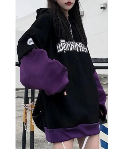 Women Kawaii Gothic Hoodie Japanese Anime Print Y2K Hooded Sweatshirt Cute Harajuku Pattern Long Sleeve Pullover Black $14.99...