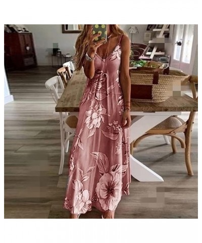 Summer Dress for Women, Women's Tie Dyed Sleeveless Summer V Neck Spaghetti Strap Casual Loose Empire Waist Maxi Dresses Whit...