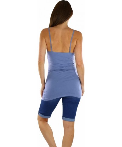 Women's Adjustable Spaghetti Strap Tunic Cami with Shelf Bra Arctic Blue $8.45 Tanks