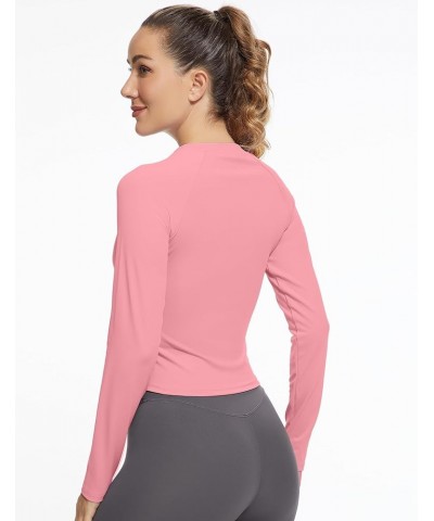 Womens Long Sleeve Crop Workout Tops Yoga Cropped Top Gym Shirts Athletic Clothes Slim Fit Pink $9.89 Activewear