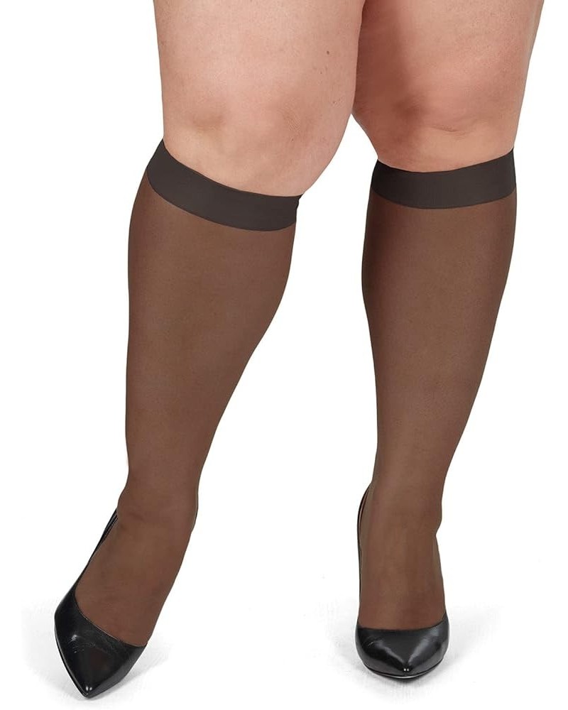 2 Pairs Ultra Sheer Plus Size Curvy Knee High Stockings Off Black $7.50 Socks