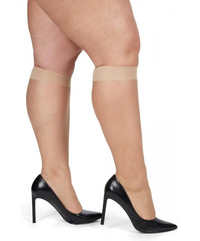 2 Pairs Ultra Sheer Plus Size Curvy Knee High Stockings Off Black $7.50 Socks