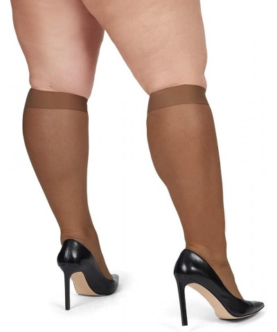 2 Pairs Ultra Sheer Plus Size Curvy Knee High Stockings Off Black $7.50 Socks