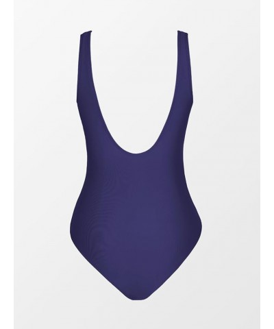 Women's One Piece Swimsuits Bathing Suits V Neck Twist Ruched Wide Straps U Back Tummy Control Indigo Blue $21.27 Swimsuits