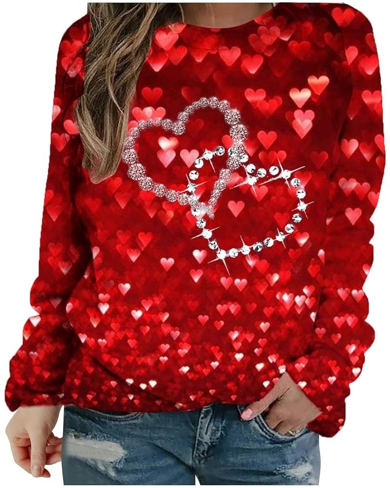 Valentines Day Outfit Women Long Sleeve Shirts 2024 Love Heart Graphic Gifts for Her Cute Crewneck Sweater Teacher Shirts Red...