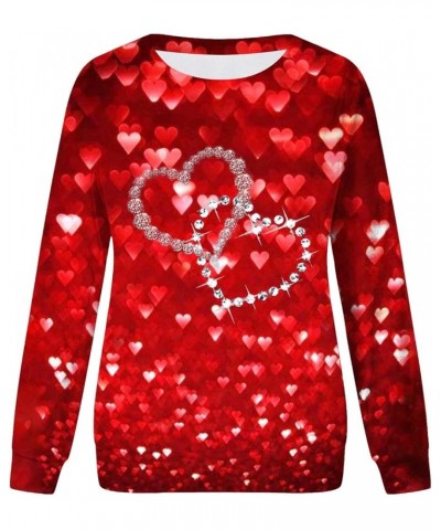 Valentines Day Outfit Women Long Sleeve Shirts 2024 Love Heart Graphic Gifts for Her Cute Crewneck Sweater Teacher Shirts Red...