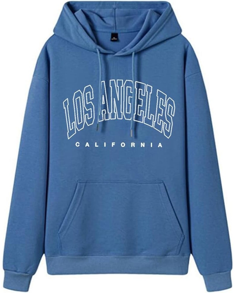 Hooded Hoodies for Teens Girls Solid Aesthetic Sweatshirts for Teen Girls Los Angeles California Pullover Hoodie Thin Blue $1...