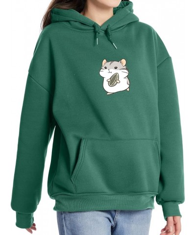 Hoodies for Women Cute Hamster Print Graphic Kawaii Clothes Pullover Teen Girls Aesthetic Cartoon Casual Sweatshirts Green $1...