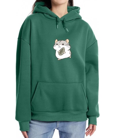 Hoodies for Women Cute Hamster Print Graphic Kawaii Clothes Pullover Teen Girls Aesthetic Cartoon Casual Sweatshirts Green $1...