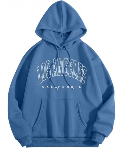 Hooded Hoodies for Teens Girls Solid Aesthetic Sweatshirts for Teen Girls Los Angeles California Pullover Hoodie Thin Blue $1...