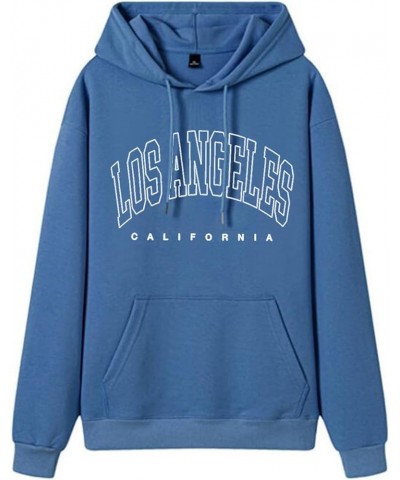 Hooded Hoodies for Teens Girls Solid Aesthetic Sweatshirts for Teen Girls Los Angeles California Pullover Hoodie Thin Blue $1...