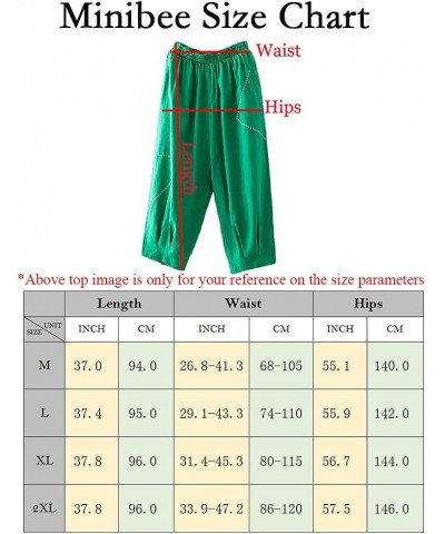 Women's Cropped Harem Pants Elastic Waist Pull On Wide Leg Trousers with Pockets Red $17.47 Pants