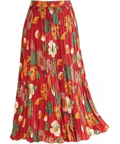 Women's Plus Size Crinkled Reversible Printed Skirt Red $31.86 Skirts