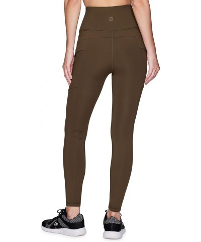 Women's Basic Full Length High Waist Fleece Lined Legging with Pockets Pinnacle Brown $25.57 Activewear