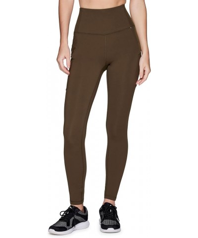 Women's Basic Full Length High Waist Fleece Lined Legging with Pockets Pinnacle Brown $25.57 Activewear