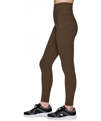 Women's Basic Full Length High Waist Fleece Lined Legging with Pockets Pinnacle Brown $25.57 Activewear