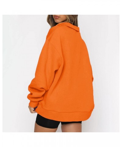 Women's Long Sleeve Quarter Zip Sweatshirt Casual Fall Winter Solid Color Hoodies Y2K Oversized Pullover Tops 17orange $8.90 ...