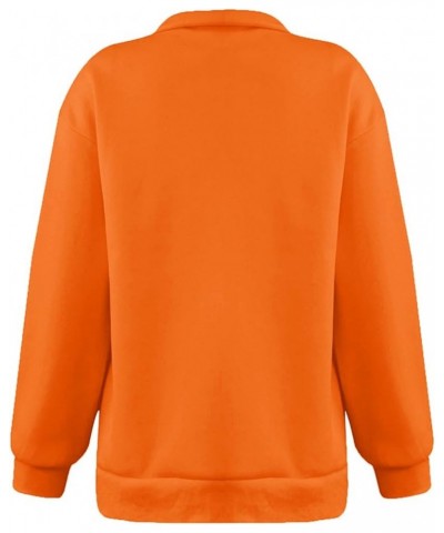 Women's Long Sleeve Quarter Zip Sweatshirt Casual Fall Winter Solid Color Hoodies Y2K Oversized Pullover Tops 17orange $8.90 ...