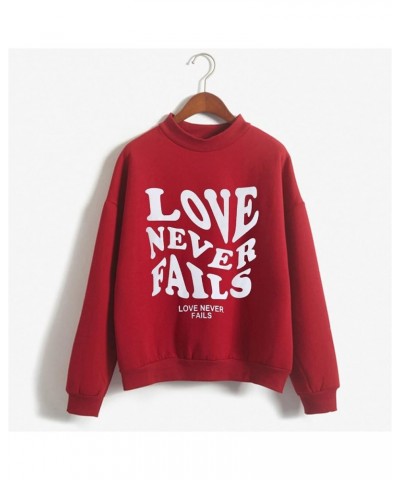 Sweatshirts for Women, Womens Long Sleeve Crew Neck Pullover Blouses Letter Print Casual Lightweight Loose Tee Shirts Red $8....