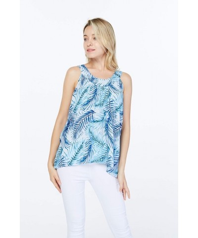 Matchable Family Hawaiian Luau Men Women Girl Boy Clothes in Simply Blue Leaves Women Women Tank Top $10.00 Shirts