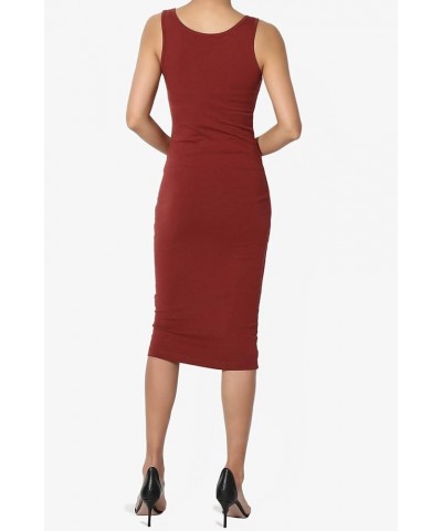 Sleeveless Scoop Neck Stretch Jersey Bodycon Pencil Midi Tank Dress Brick $10.79 Tops